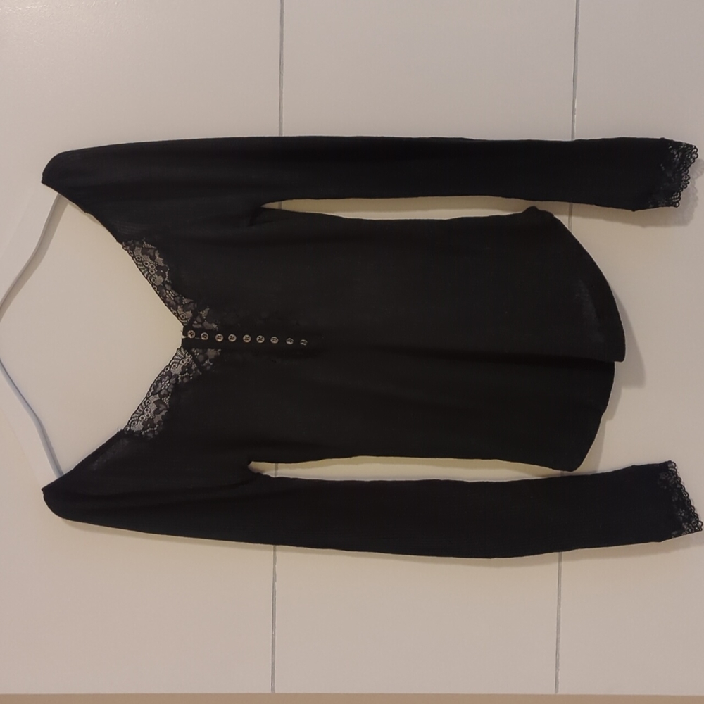 Long Sleeve Lace Ribbed